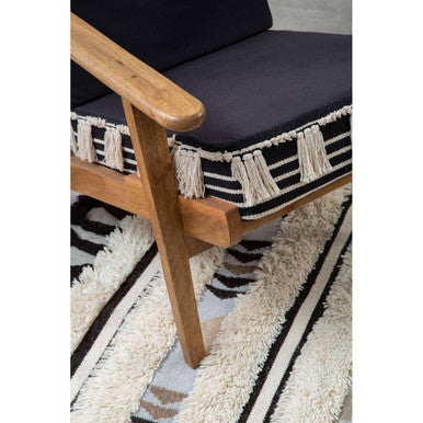 Cefena Textured Fabric Natural Bohemian Lounge Chair