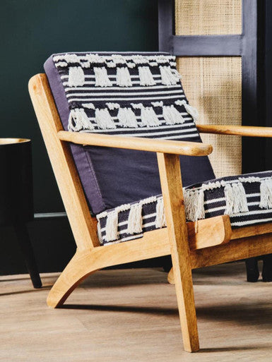 Cefena Textured Fabric Natural Bohemian Lounge Chair