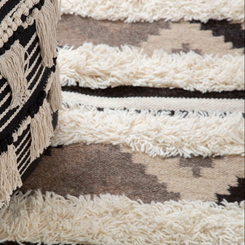 Cefena Black Pouffe