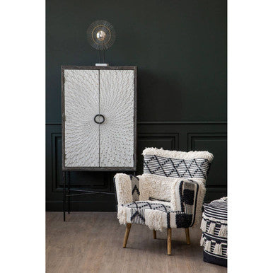 Cefena Black Pouffe
