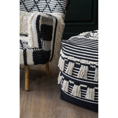 Cefena Black Pouffe