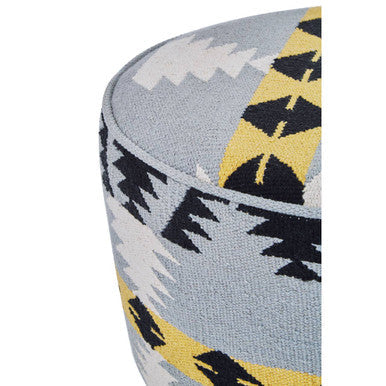 Cefena Round Mango Wood White Modern Footstool