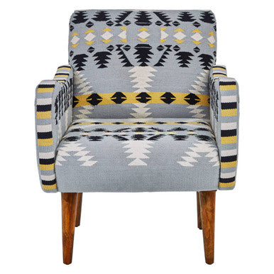 Cefena Kilim Style Rattan White Modern Armchair
