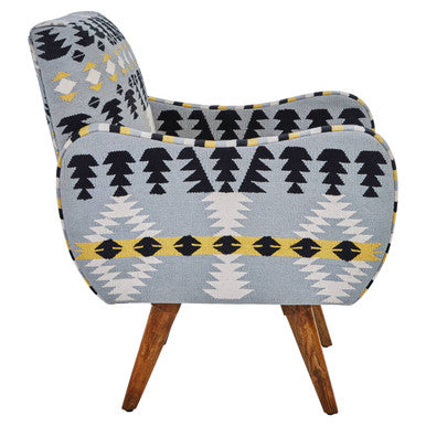 Cefena Kilim Style Rattan White Modern Armchair