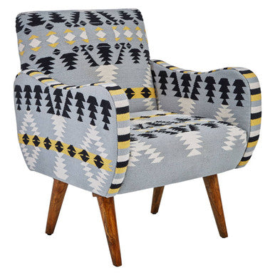 Cefena Kilim Style Rattan White Modern Armchair