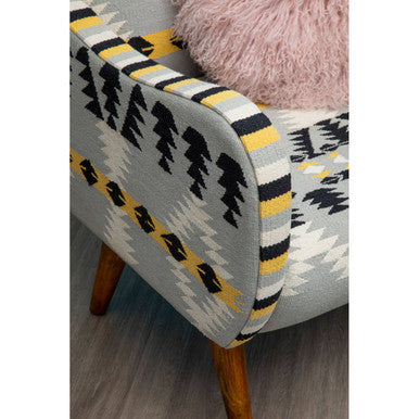 Cefena Kilim Style Rattan White Modern Armchair