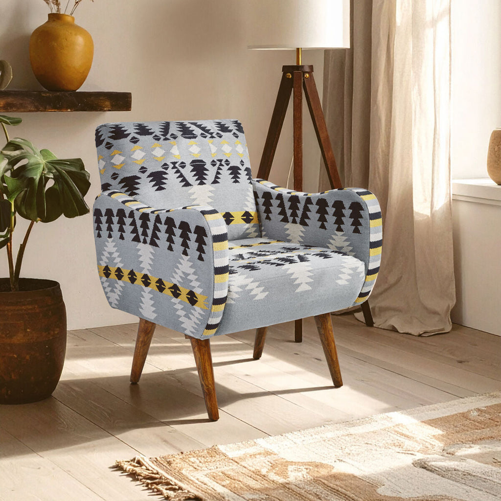 Cefena Kilim Style Rattan White Modern Armchair