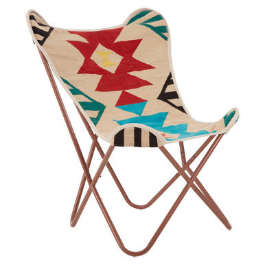 Cefena Multicolour Butterfly Chair Iron Black Contemporary