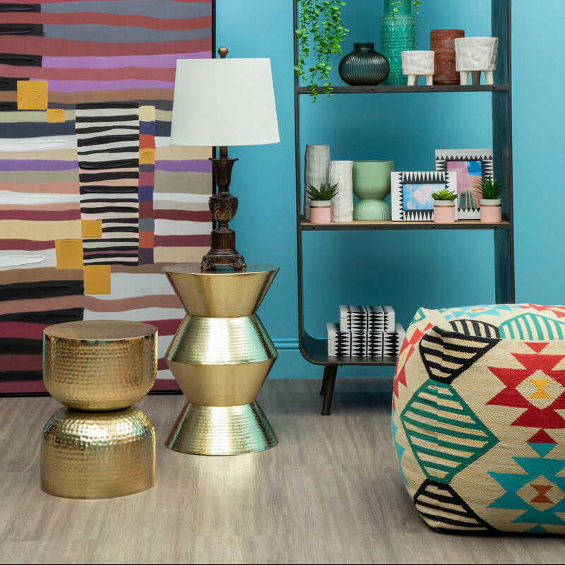Cefena Multicolour Pouffe Natural Minimalist