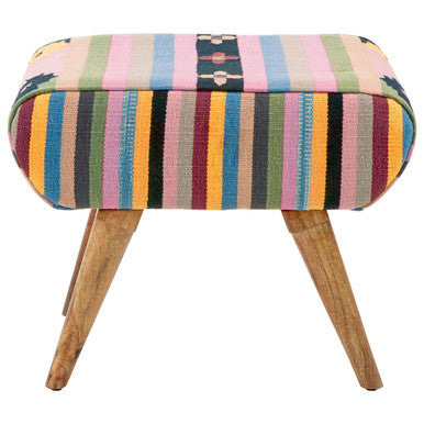 Cefena Multicolour Mango Wood Natural Footstool