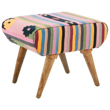 Cefena Multicolour Mango Wood Natural Footstool