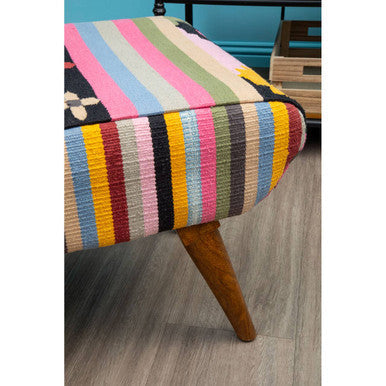 Cefena Multicolour Mango Wood Natural Footstool