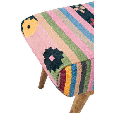 Cefena Multicolour Mango Wood Natural Footstool