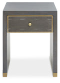 Grey & Gold Metal Base Shagreen 1-Drawer Side Table With Knob Handle, Deskey