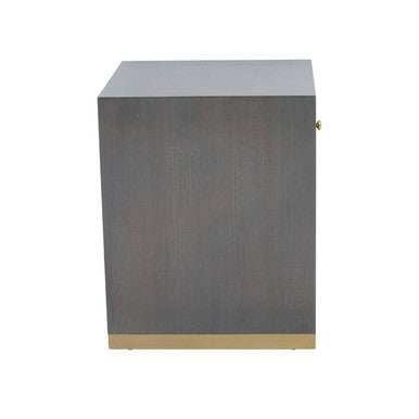 Grey & Gold Metal Base Shagreen 1-Drawer Side Table With Knob Handle, Deskey