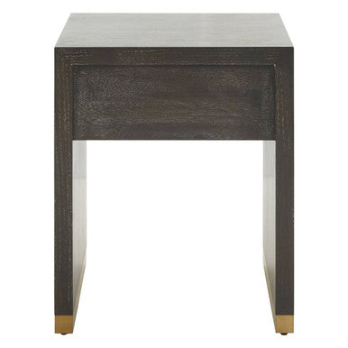 Grey & Gold Metal Base Shagreen 1-Drawer Side Table With Knob Handle, Deskey