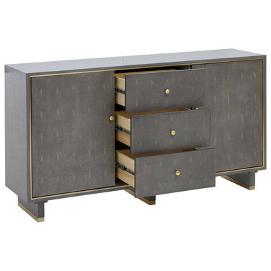 Deskey Grey Shagreen Three Drawer Sideboard