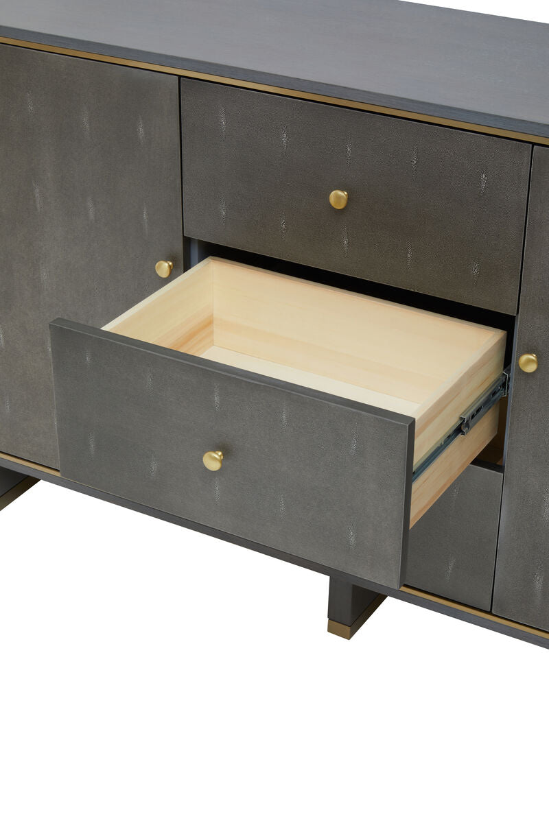 Deskey Grey Shagreen Three Drawer Sideboard