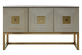 Duvali Three Door Velvet Grey Art Deco Sideboard