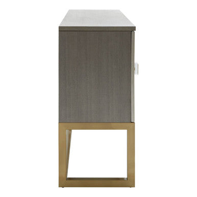 Duvali Three Door Velvet Grey Art Deco Sideboard
