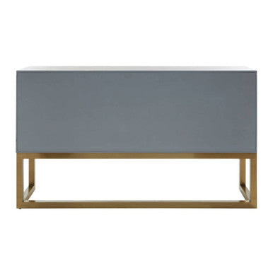Duvali Three Door Velvet Grey Art Deco Sideboard