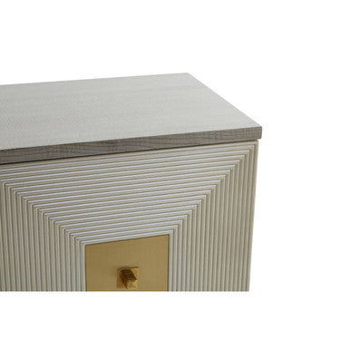 Duvali Three Door Velvet Grey Art Deco Sideboard