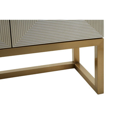 Duvali Three Door Velvet Grey Art Deco Sideboard