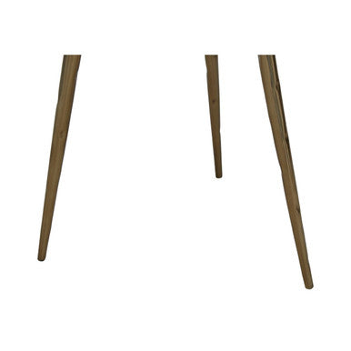 Brown Petrified Wood Top Side Table With Brass Angular Legs, Relic