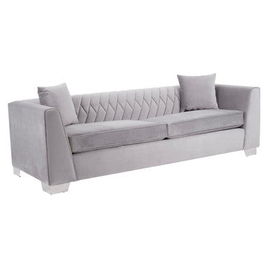 3 Seat Grey Velvet Sofa, Rashika