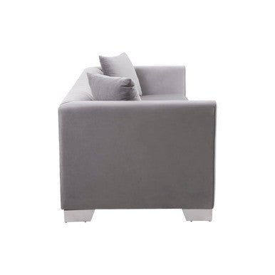 3 Seat Grey Velvet Sofa, Rashika