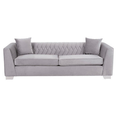 3 Seat Grey Velvet Sofa, Rashika