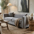 3 Seat Grey Velvet Sofa, Rashika