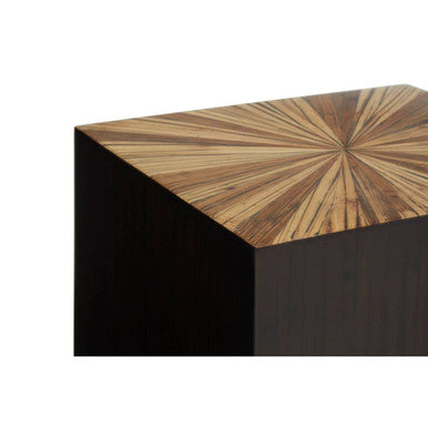 Brown & Gold Ebony Bamboo Sunburst Top Side Table With Clean-Lined, Gabelle