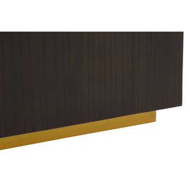 Brown & Gold Ebony Bamboo Sunburst Top Side Table With Clean-Lined, Gabelle