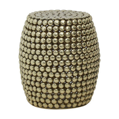 Gold Interlinked Beaded Iron Stool & Side Table, Templar