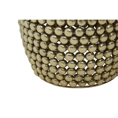 Gold Interlinked Beaded Iron Stool & Side Table, Templar