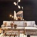 Natural Wood & Clear Glass Top Coffee Table With Silver U-Shaped Metal Legs, Kerala