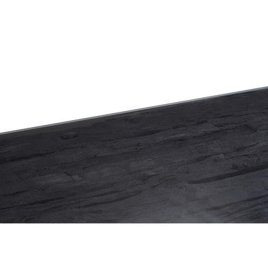 Black Wood & Clear Glass Top Coffee Table With Silver U-Shaped Metal Legs, Kerala