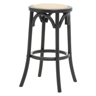 Corso Black & Natural Rattan Stool