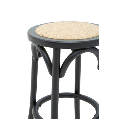 Corso Black & Natural Rattan Stool