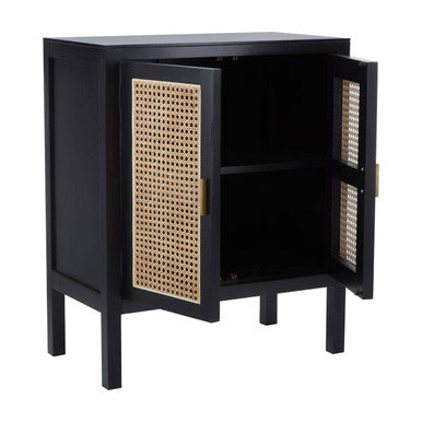 Corso Black Sideboard With Two Rattan Doors