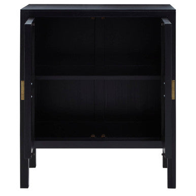 Corso Black Sideboard With Two Rattan Doors