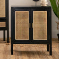 Corso Black Sideboard With Two Rattan Doors