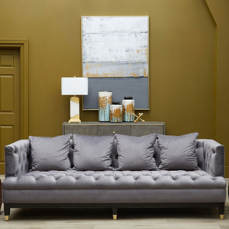 3 Seat Viola Pirate Grey Fabric Sofa, Sefira