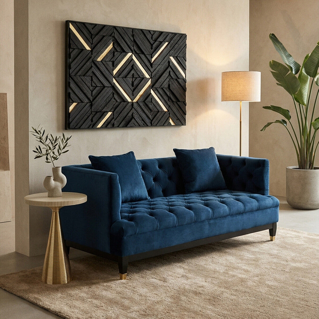 2 Seat Navy Fabric Sofa, Sefira