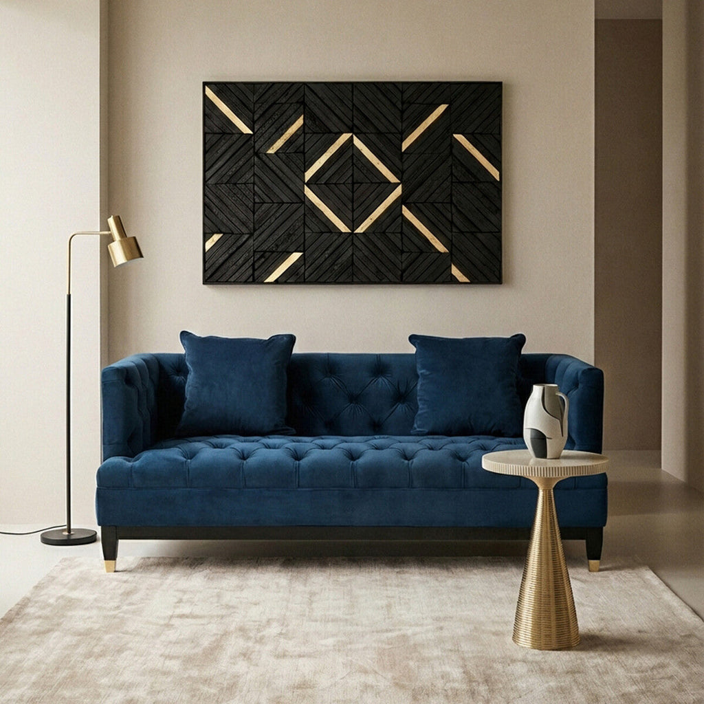 2 Seat Navy Fabric Sofa, Sefira