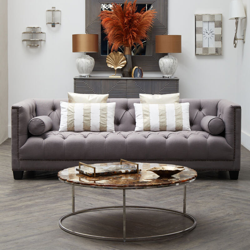 3 Seat Grey Fabric Sofa, Surina