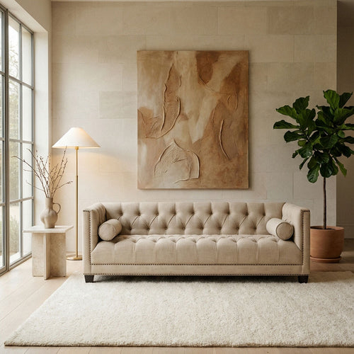 3 Seat Stone Fabric Sofa, Surina