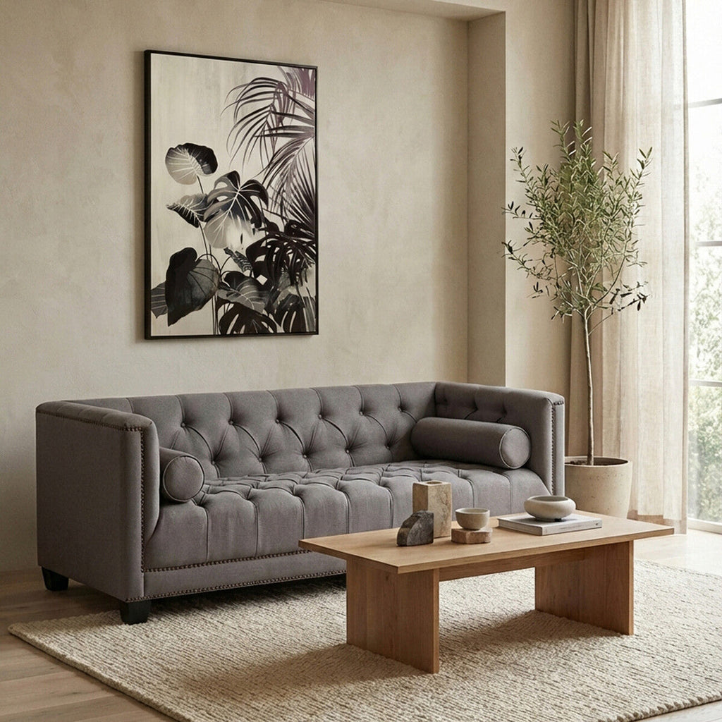 2 Seat Grey Fabric Sofa, Surina