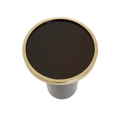 Gold & Black Art Deco Pillar Metal Side Table With Base, Elva